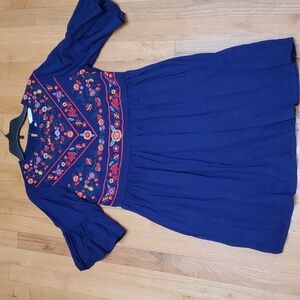 KIRUNDO Boho Floral Embroidered Dress/Tunic